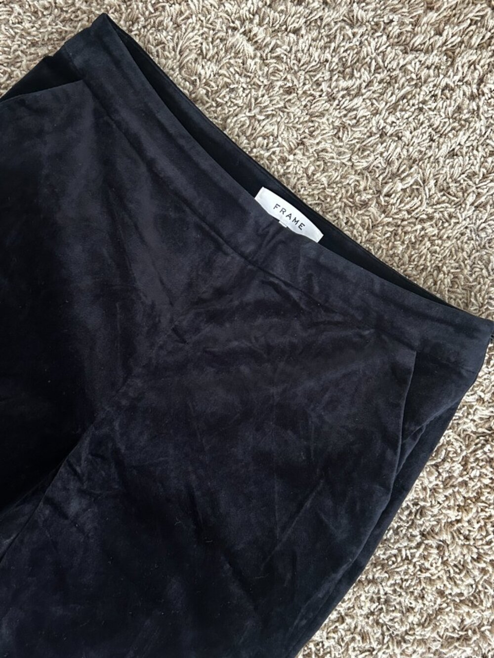 FRAME Noir Black Velveteen Crop Mini Boot Pants Size 10 - Picture 4 of 10